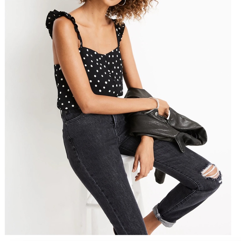 Madewell Ruffle-Strap Cami Top in Painted Dots Size 6